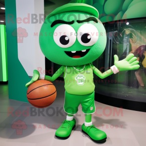 Green Basketball Ball mascot costume character dressed with a Joggers and Earrings