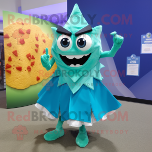 Cyan Nachos maskot kostume...