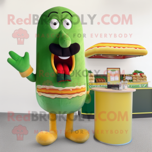 Grön Hot Dog maskot kostym...