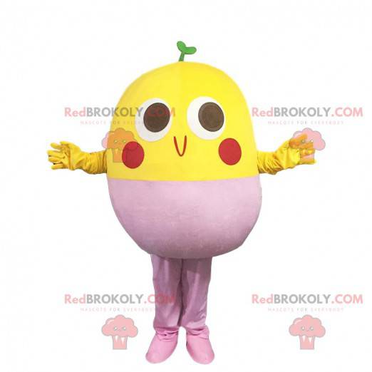 Yellow and pink bird mascot, soybean costume - Redbrokoly.com