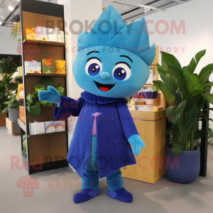 Blue Spinach mascot costume character dressed with a Culottes and Wallets