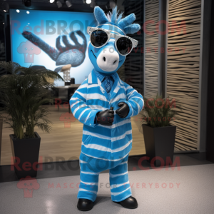 Sky Blue Zebra mascotte...