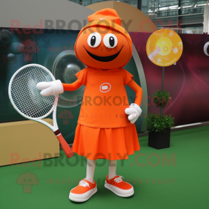 Oransje tennisracket maskot...