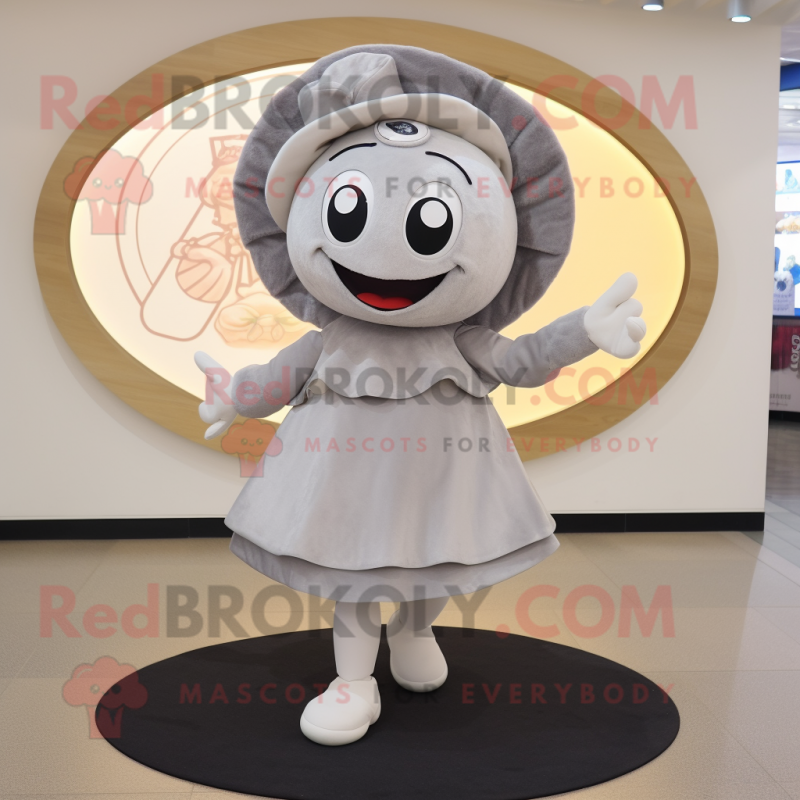 Gray Oyster mascot costume character dressed with a Circle Skirt and Caps Gray Oyster mascot costume character dressed with a Circle Skirt and Caps