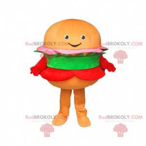 Mascotte de hamburger orange, costume de hamburger -