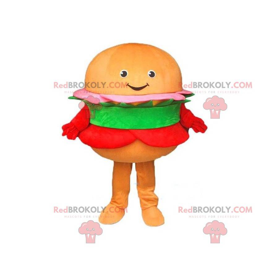 Mascota de hamburguesa naranja, disfraz de hamburguesa -