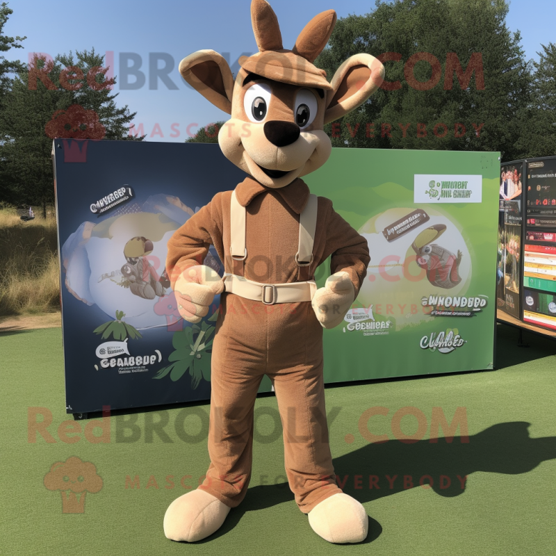 Tan Gazelle mascot costume character dressed with a Dungarees and Headbands Tan Gazelle mascot costume character dressed with a Dungarees and Headbands