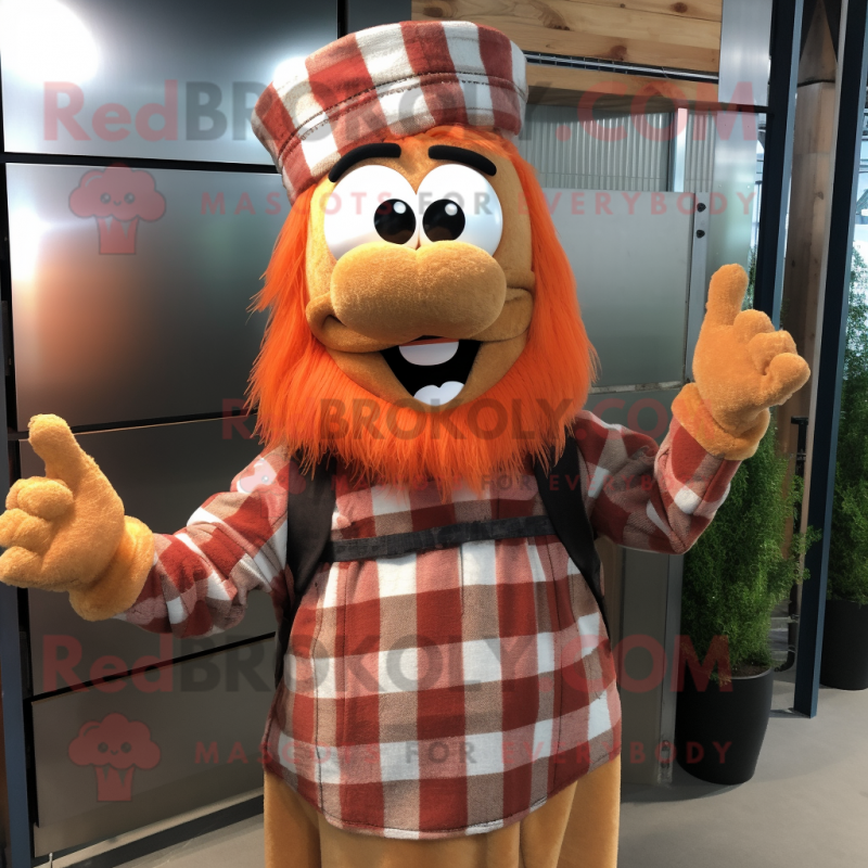 Rust Queen mascot costume character dressed with a Flannel Shirt and Beanies Rust Queen mascot costume character dressed with a Flannel Shirt and Beanies