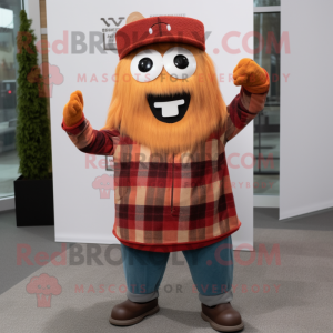 Rust Queen mascot costume character dressed with a Flannel Shirt and Beanies