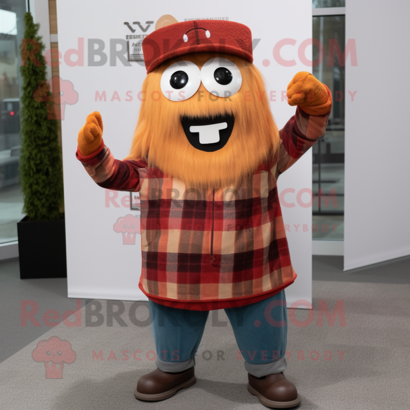 Rust Queen mascot costume character dressed with a Flannel Shirt and Beanies Rust Queen mascot costume character dressed with a Flannel Shirt and Beanies