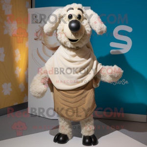 Beige Shepard'S Pie mascot costume character dressed with a Jeggings and Shawls