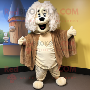 Beige Shepard'S Pie mascot costume character dressed with a Jeggings and Shawls