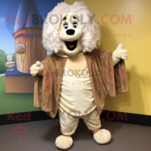 Beige Shepard'S Pie mascot costume character dressed with a Jeggings and Shawls