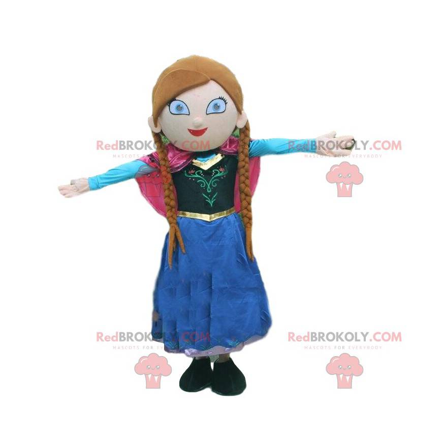 Princesa mascote com tranças e um lindo vestido colorido - Princesa mascote com tranças e um lindo vestido colorido -
