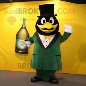 Green Bottle Of Mustard mascot costume character dressed with a Tuxedo and Belts