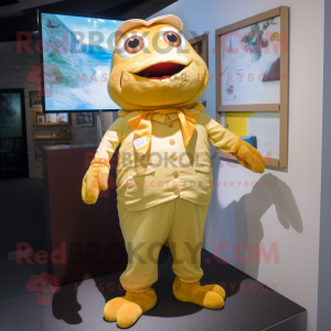 Gold Frog maskot kostume...