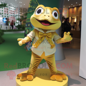 Gold Frog maskot kostume...