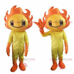 Mascotte de soleil jaune et orange, costume ensoleillé -