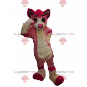 Mascotte de chien rose, costume de chien féminin en peluche -