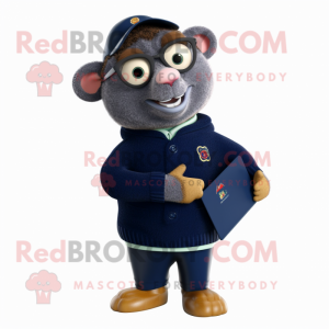 Navy Television mascot costume character dressed with a Sweater and Pocket squares