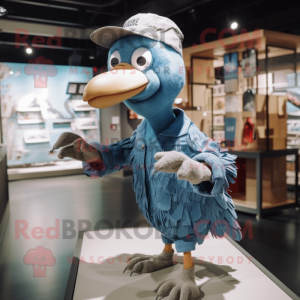 Silver Dodo Bird mascot costume character dressed with a Denim Shorts and Caps