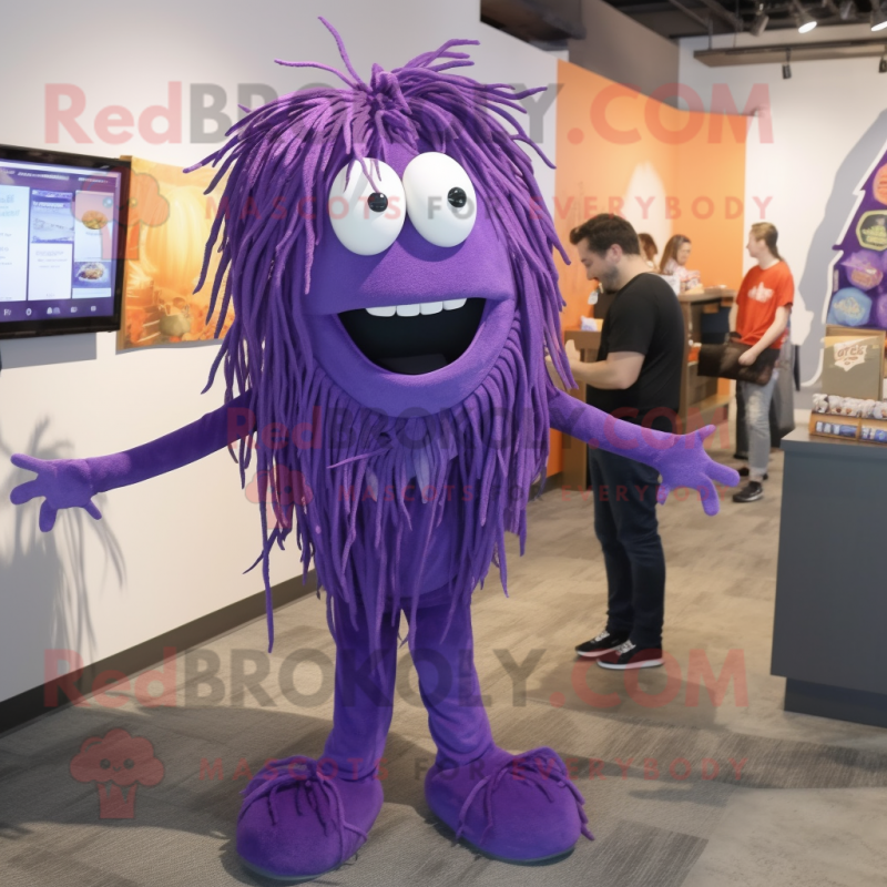 Purple Spaghetti mascot costume character dressed with a Skinny Jeans and Ties Purple Spaghetti mascot costume character dressed with a Skinny Jeans and Ties