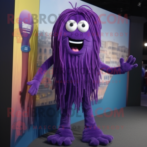 Purple Spaghetti mascot costume character dressed with a Skinny Jeans and Ties