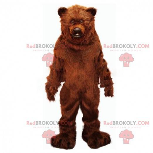Mascotte grande orso bruno, peloso e impressionante -