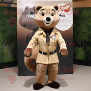 Tan Marten mascot costume character dressed with a Jacket and Ties