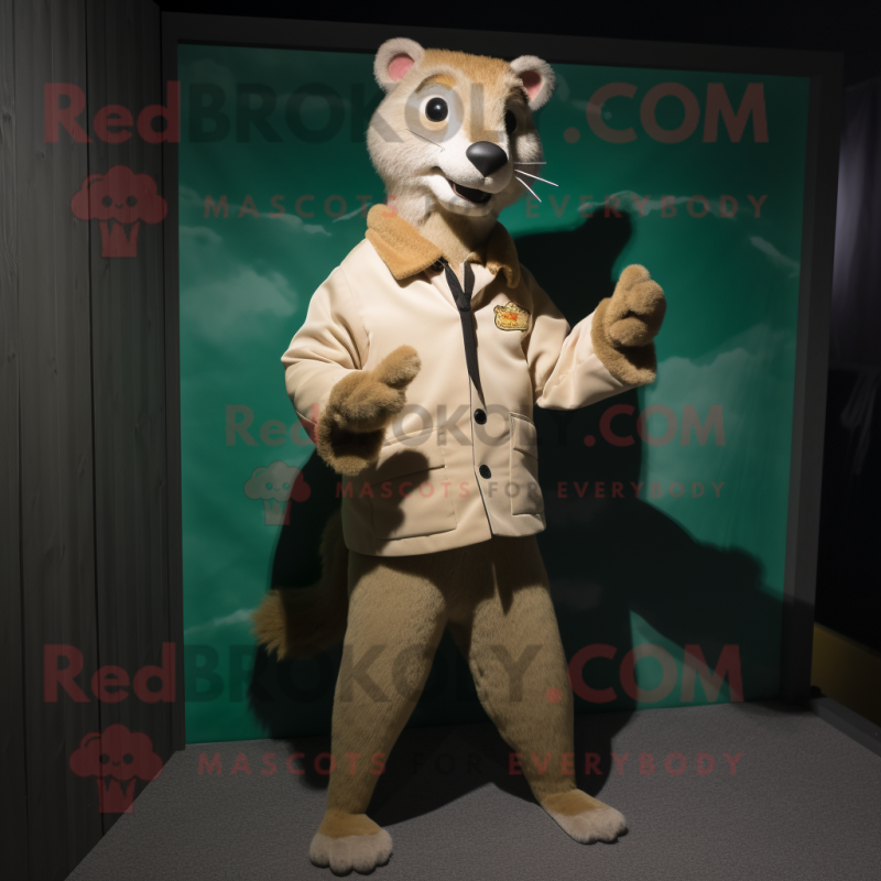 Tan Marten mascot costume character dressed with a Jacket and Ties