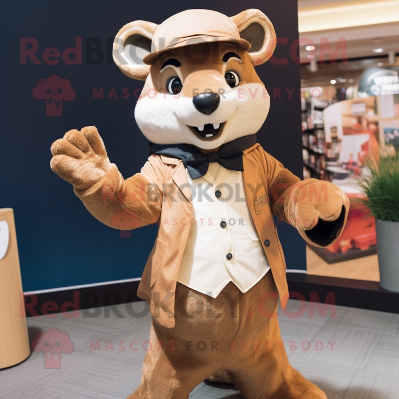 Tan Marten mascot costume character dressed with a Jacket and Ties Tan Marten mascot costume character dressed with a Jacket and Ties
