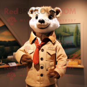 Tan Marten mascot costume character dressed with a Jacket and Ties