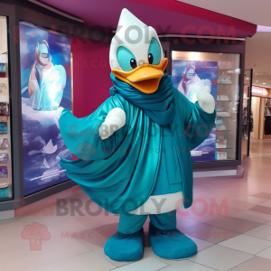 Teal Swans mascot costume character dressed with a Jacket and Wraps