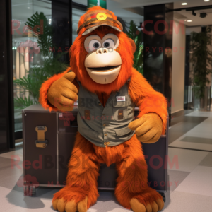 nan Orangutan mascot costume character dressed with a Cargo Pants and Beanies