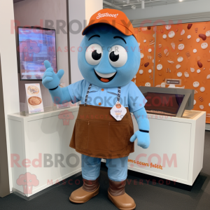 Orange Chocolate Bar mascot costume character dressed with a Chambray Shirt and Bracelet watches