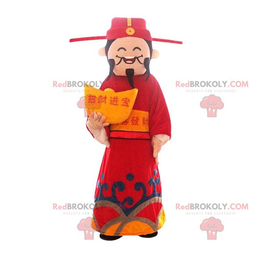 Asiatisk mann maskot, gud av rikdom, asiatisk drakt - Asiatisk mann maskot, gud av rikdom, asiatisk drakt -