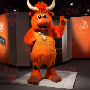 Orange Yak mascot costume character dressed with a V-Neck Tee and Anklets