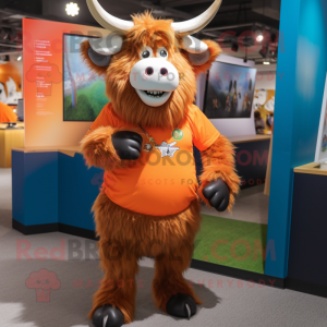 Orange Yak maskot kostume...