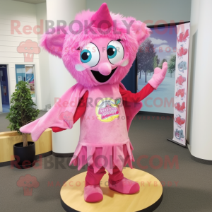 Pink Tooth Fairy mascot costume character dressed with a Flare Jeans and Scarf clips