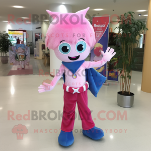 Pink Tooth Fairy mascot costume character dressed with a Flare Jeans and Scarf clips