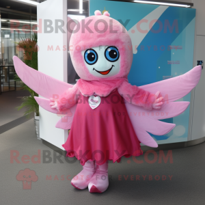 Pink Tooth Fairy mascot costume character dressed with a Flare Jeans and Scarf clips
