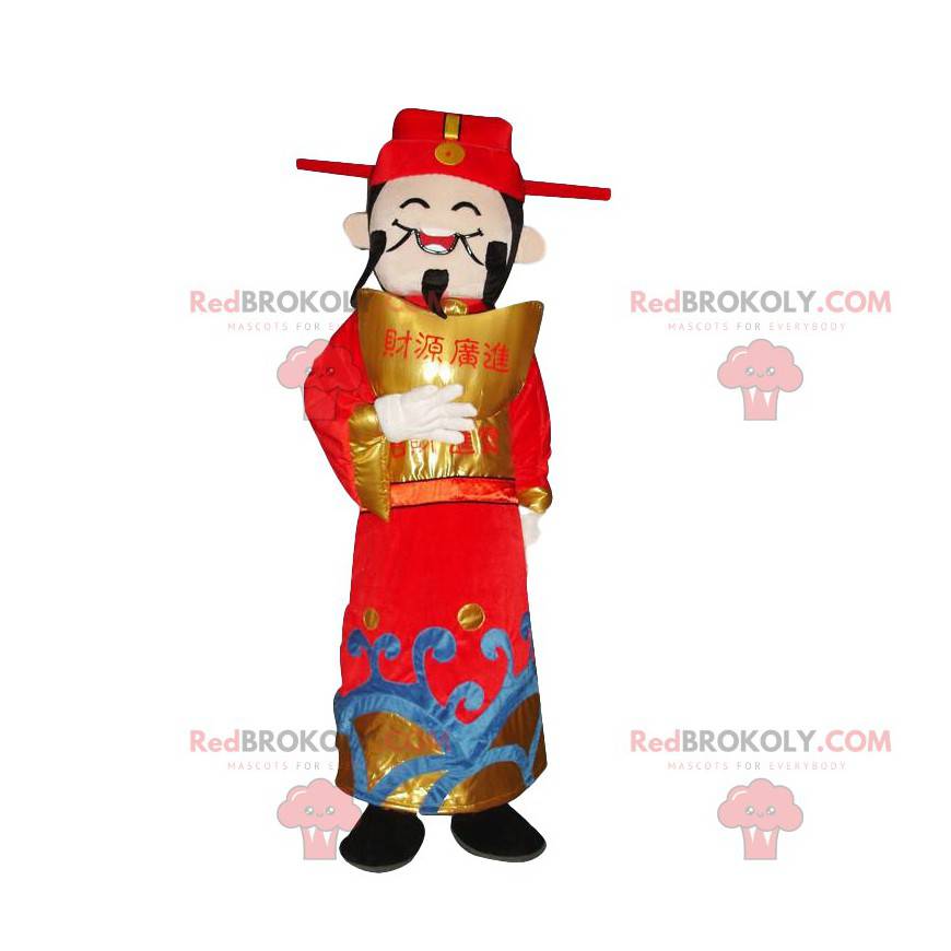 Asiatisk mann maskot, gud av rikdom, asiatisk drakt - Asiatisk mann maskot, gud av rikdom, asiatisk drakt -