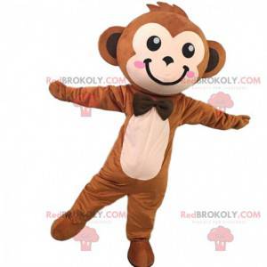Mascotte de singe marron mignon et élégant, costume de singe -