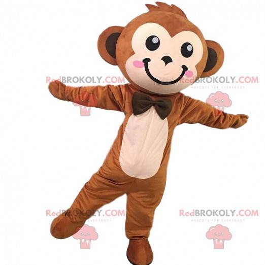 Leuke en elegante bruine aap mascotte, aapkostuum -