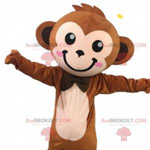 Mascota mono marrón lindo y elegante, traje de mono -
