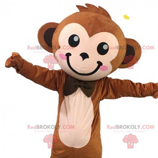 Leuke en elegante bruine aap mascotte, aapkostuum -