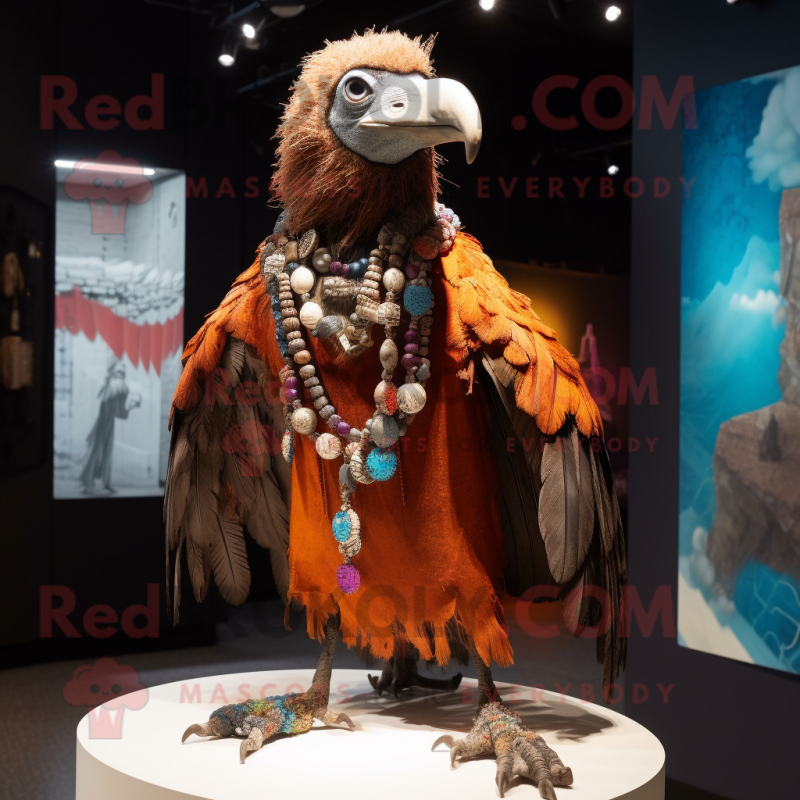 Rust Vulture mascot costume character dressed with a Cover-up and Necklaces Rust Vulture mascot costume character dressed with a Cover-up and Necklaces