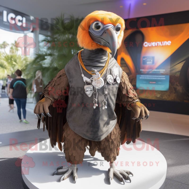 Rust Vulture mascot costume character dressed with a Cover-up and Necklaces Rust Vulture mascot costume character dressed with a Cover-up and Necklaces