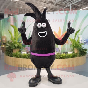 Black Beet mascot costume character dressed with a Bikini and Rings