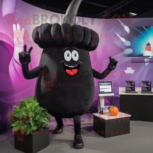 Black Beet mascot costume character dressed with a Bikini and Rings